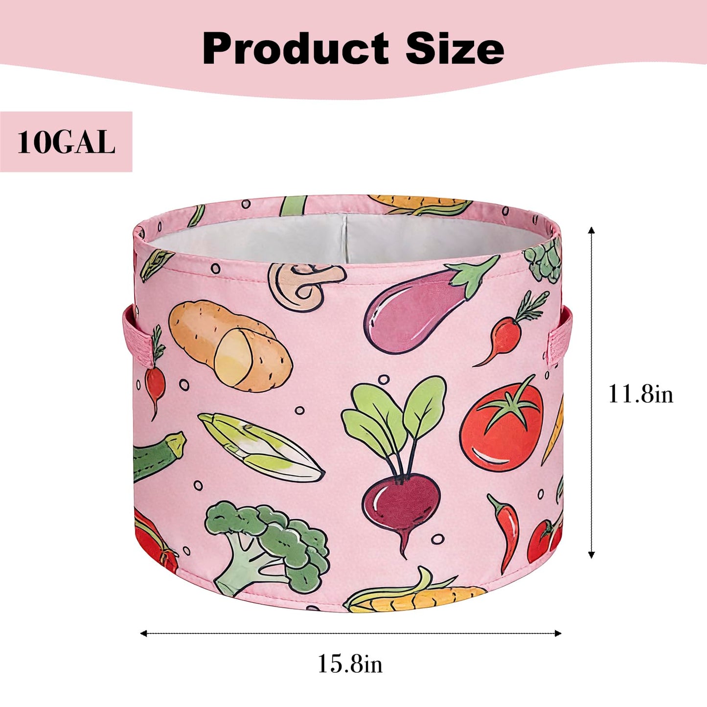 kopotma 10 Gallon Grow Bags, Colorful Printed Plant Grow Bags, Fabric Planters Garden Bgas Garden Pots, Double-Layer Fabric Design, Dirty-Proof