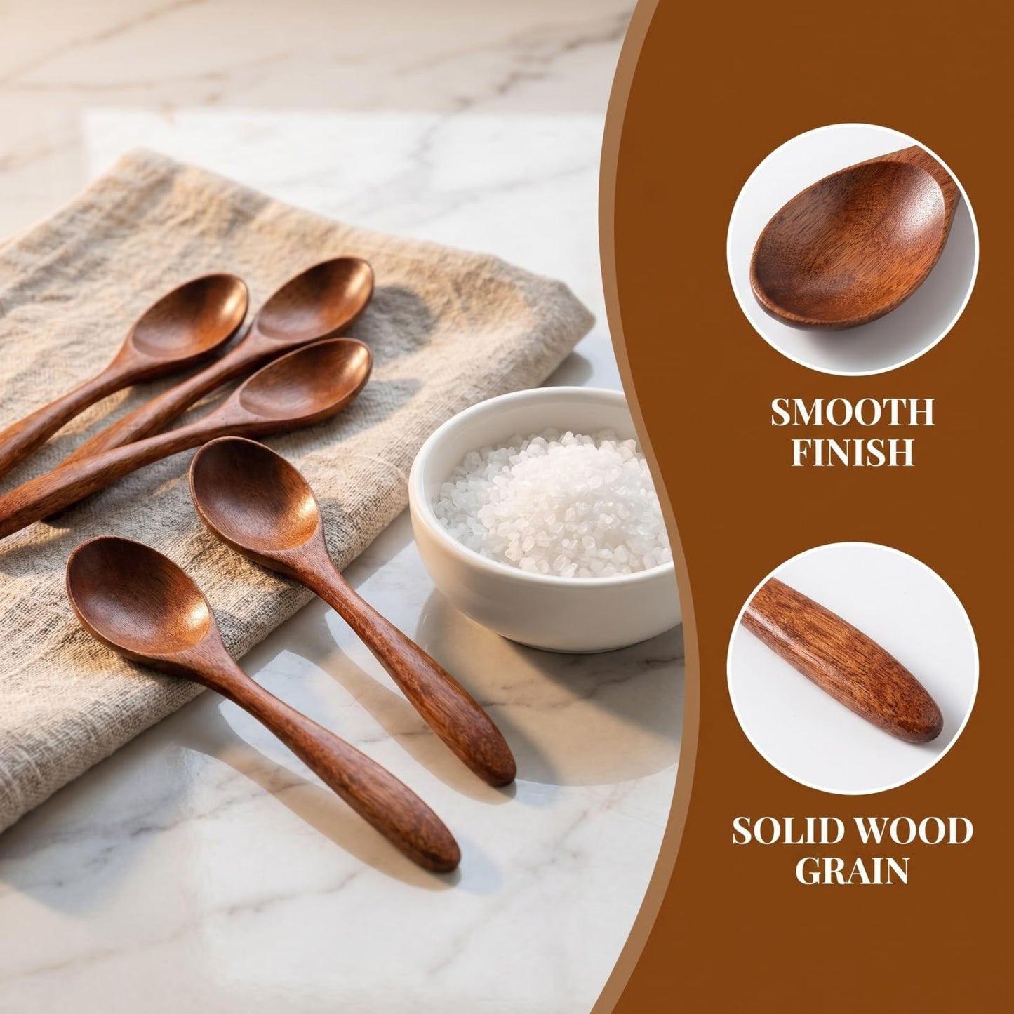 TOYANDONA 10Pcs Wooden Spoon Set Small Coffee Wood Spoons for Sugar Salt Spice Jars Reusable Serving Spoons Wood Compact 5.70In Kitchen Utensils