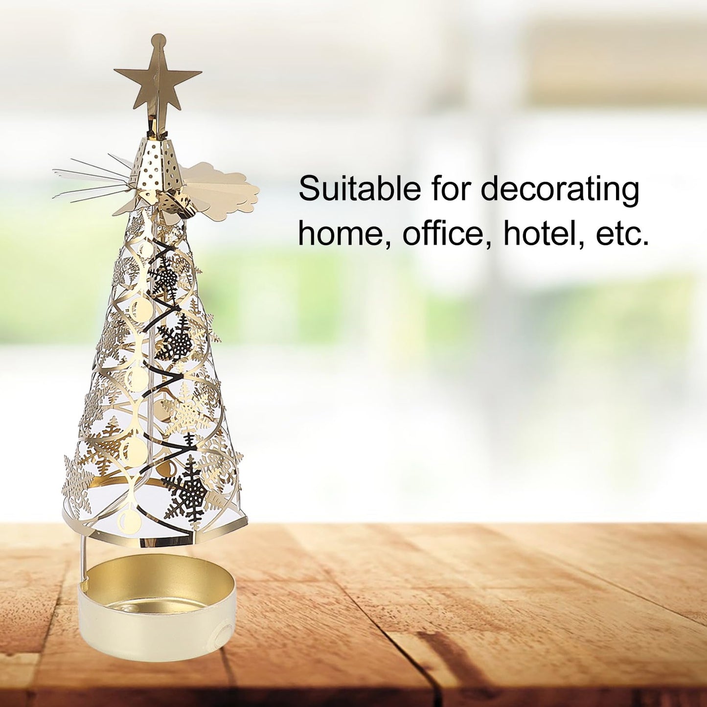 Fdit Candle Holder Christmas Candlestick Aromatherapy Gifts Carousel Creativity Romantic Set Holder Poster (Gold Snowflake)