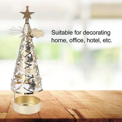 Fdit Candle Holder Christmas Candlestick Aromatherapy Gifts Carousel Creativity Romantic Set Holder Poster (Gold Snowflake)