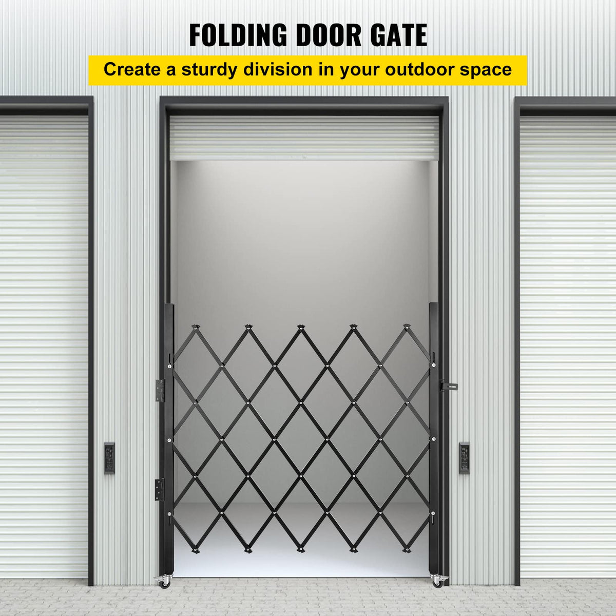 VEVOR Single Folding Security Gate, 61" H x 71" W Folding Door Gate, Steel Accordion Security Gate, Flexible Expanding Security Gate, 360° Rolling Barricade Gate, Scissor Gate/Door with Padlock