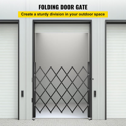 VEVOR Single Folding Security Gate, 61" H x 71" W Folding Door Gate, Steel Accordion Security Gate, Flexible Expanding Security Gate, 360° Rolling Barricade Gate, Scissor Gate/Door with Padlock
