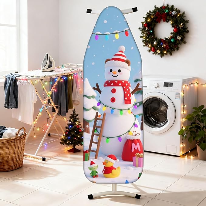 Nuxovilar Ironing Board Cover Winter Snowman Pattern Polyester 15x54 Inches
