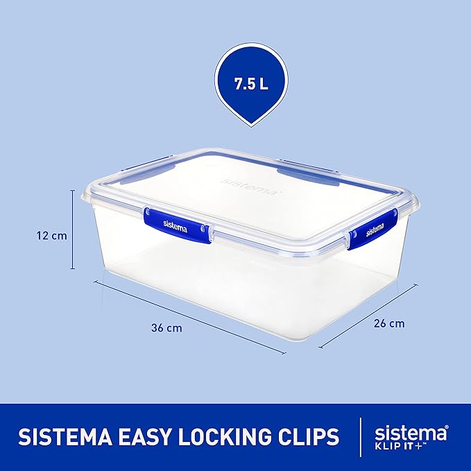 Sistema KLIP IT PLUS Food Storage Containers | 7.5 L Rectangle | Stackable &