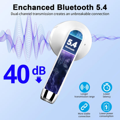 Wireless Earbuds, Bluetooth 5.4 Headphones NEW Wireless Headphones with 4 ENC Mic, 56H Bluetooth Earphones in Ear Noise Cancelling Deep Bass, Mini Ear Buds Bluetooth Earbuds IP7 Waterproof LED Display