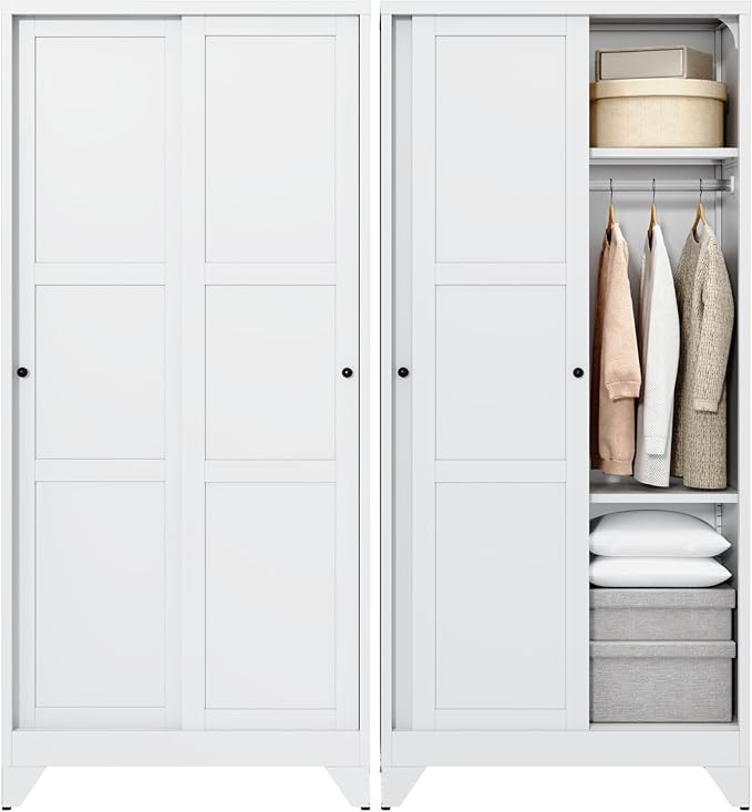 Letaya Armoire Wardrobe Closet, Narrow Slim Coat Closet Cabinet