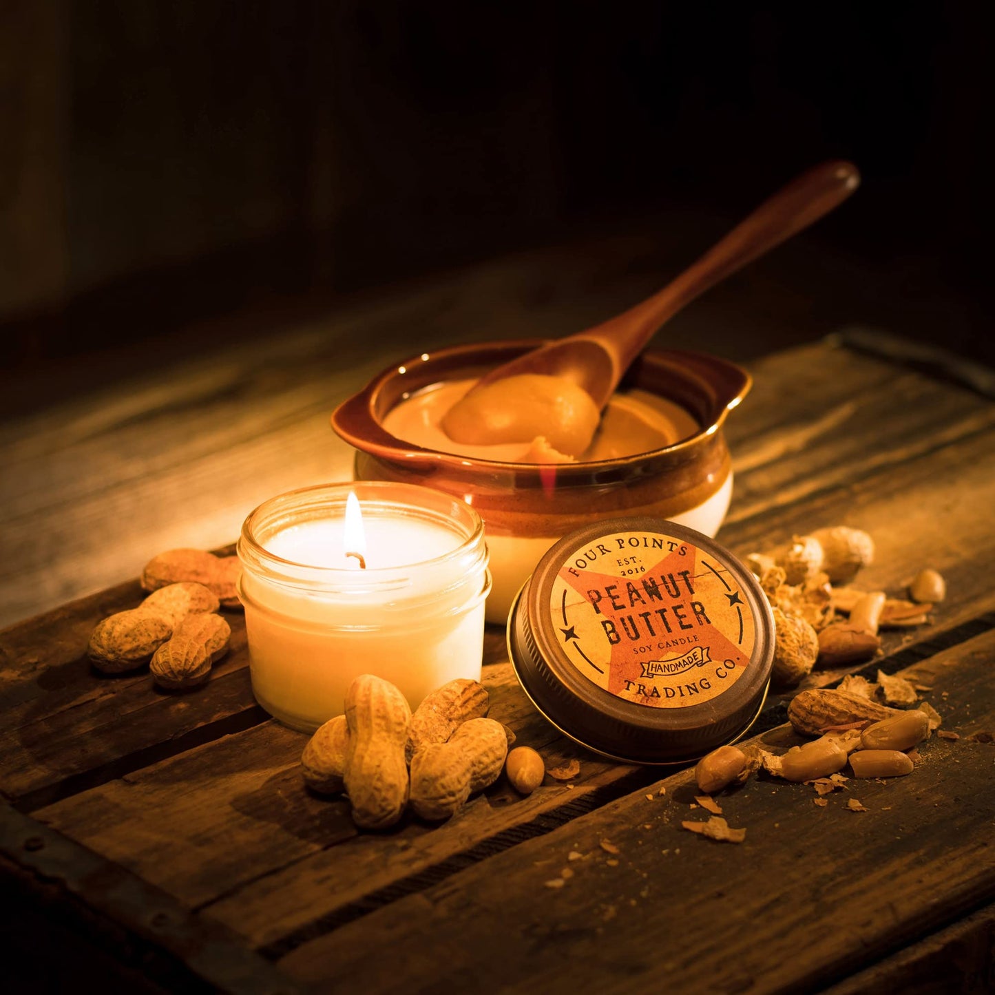 Peanut Butter Scented Candle, 4 Oz. Handcrafted Soy Wax Candles for Men & Women, Fragrant Aromatherapy Candle with Jar, Unique Room Scents, Relaxing Home Essentials for Mom, Daughter or Friend