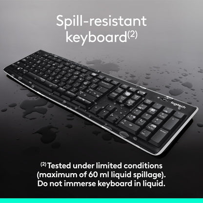 Logitech MK270 Wireless Keyboard and Mouse Combo for Windows, 2.4 GHz, 8 Multimedia Keys, PC, Laptop, Wireless Keyboard Compact Mouse Combo - Black
