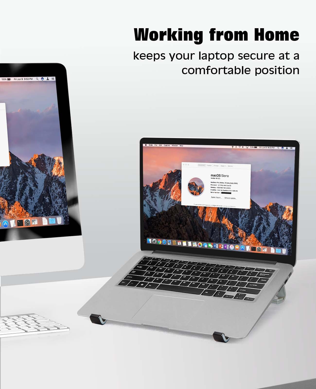 Thibault Aluminum Laptop Stand for Desk - Cooling Ergonomic Design - Fits MacBook Air Pro/DELL/HP/Lenovo/ThinkPad/Alienware - 14/15.6/16 -Easy Assembly- Ventilated Laptop Stand - Blue Grey