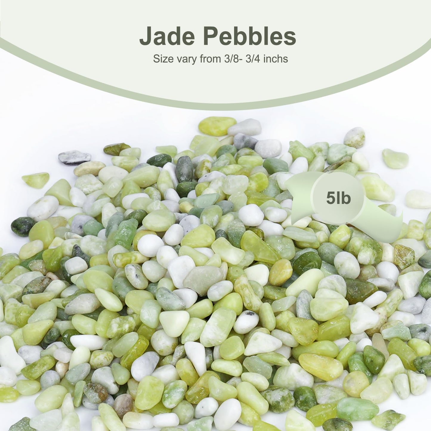 Pulovin 5 lbs Jade Pebbles for Indoor Plants, Decorative Pebbles for Bamboo, Vase, 3/8" Plant Gravel for Pots Indoor, Highly Polished Small River Rocks