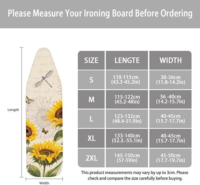 Iron Board Cover Standard Size, Sunfloral Ironing Board Cover, Floral Ironing