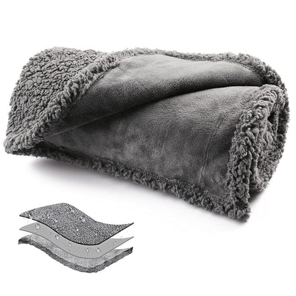 Onarway Waterproof Dog Blanket Washable: Protects Sofa/Bed/Car Seat from Spills & Scratches - Cozy Sherpa Fleece Puppy Throw for Furniture Conscious Pet Owner (Medium 70x100cm)