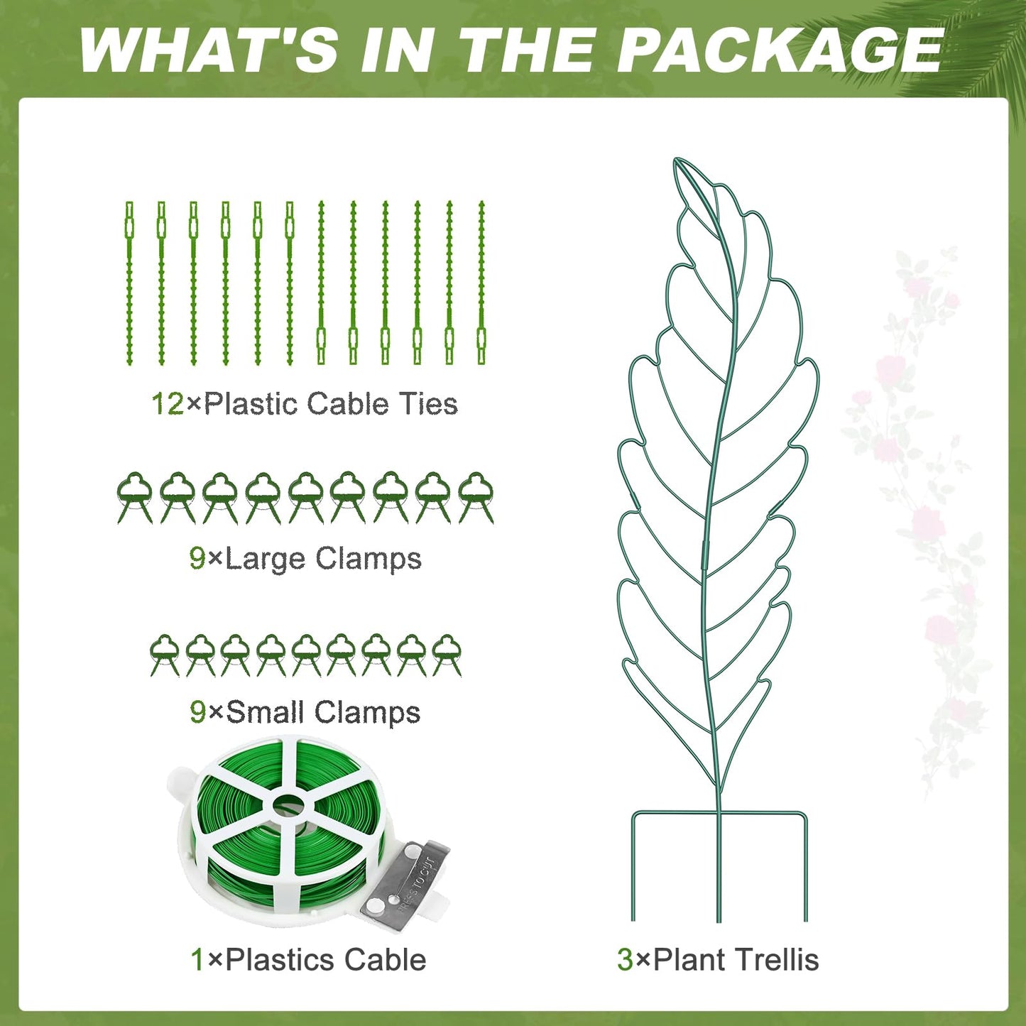 3 Pack 59x16in Metal Garden Trellis for Climbing Plants, Large Trellis for Climbing Plants Outdoor, Roses, Vegetables Vines Flowers Support, Large Decorative Outdoor Trellis