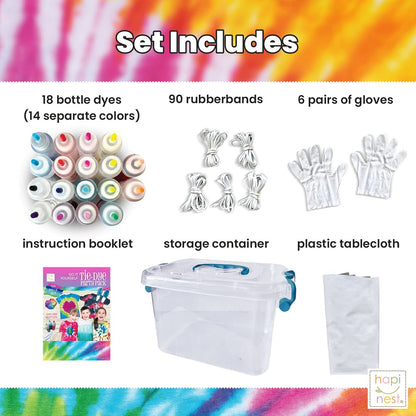 Hapinest Tie Dye Party Kit Arts and Crafts Gifts for Kids Girls and Boys Group Activities for Teens Ages 8 9 10 11 12 13 Years and Up - 18 Pre-Filled Bottles with 14 Vibrant Colors