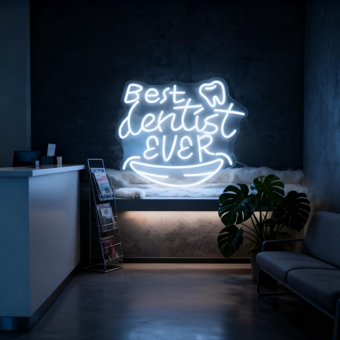 Best Dentist Ever Neon Sign, Dental Office Clinic Dentist Room Home Gift Wall Table Decor, USB Powered Dimmable Decorative Neon Light 15.2 x 13 In