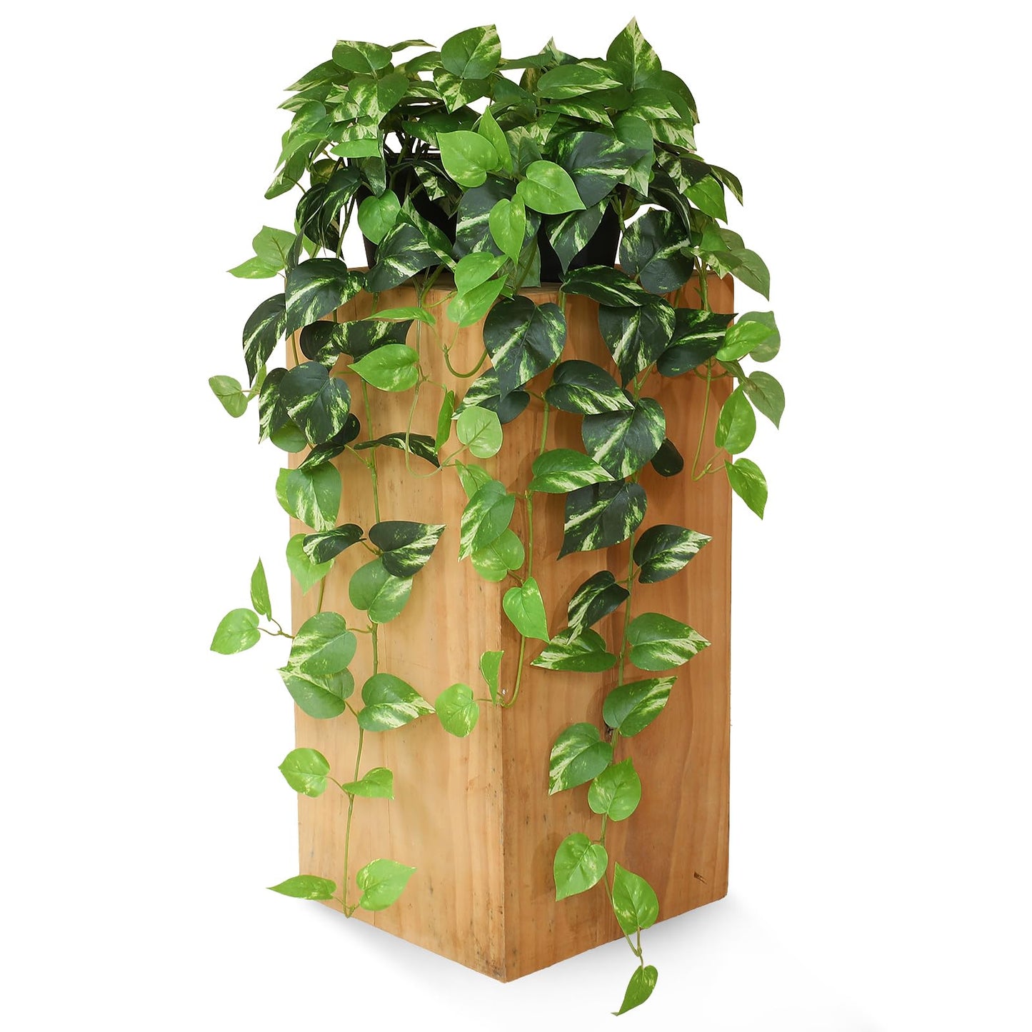 Fake Pothos Hanging Plants - 33" Set of 2 Artificial Silk Ivy Vines with Pots, Realistic Faux Greenery for Indoor Home Office Bathroom Decor, Low Maintenance Hanging Plant Decoration - Golden Green