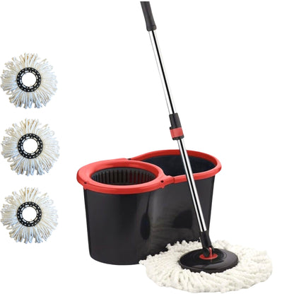 Requisite Needs Smart Spin Mop and Bucket Set – Black edition – Anti-splashing Strong And Sturdy Material – Easy Floor Moping System – 1x Bucket + 3 Replacement Mop Heads – 13 Liter (Mop + Bucket)