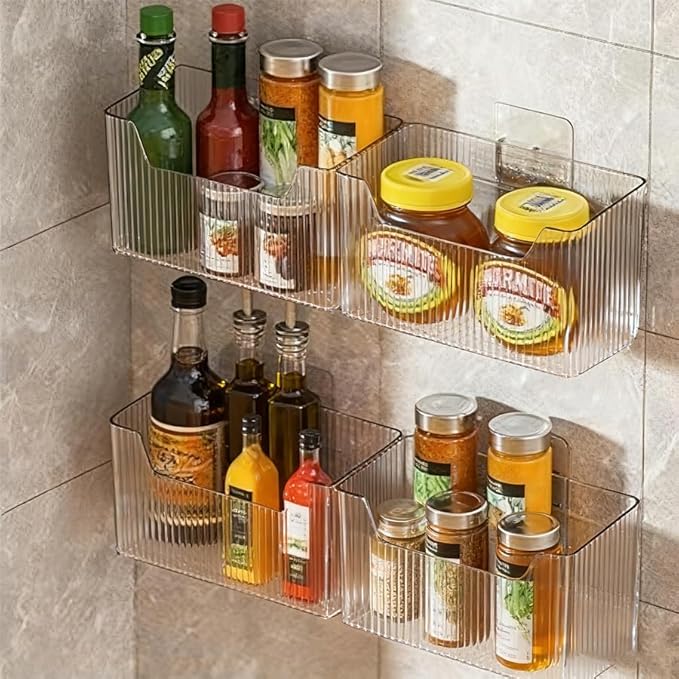 Acrylic Wall Mounted Storage Racks, Transparent Plastic Makeup Box Stackable