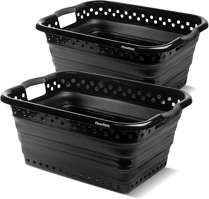 CleverMade Collapsible Laundry Baskets - 39L Foldable Large Collapsible Laundry