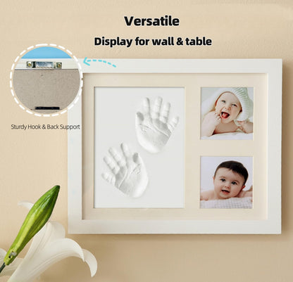 PewinGo Footprint & Handprint Clay Kit, Baby Photo Frame Kit for Newborn Baby Girls and Boys, Baby Shower Gifts,Baby Registry, New Parents Gift, Perfect Baby Memory and Nursery Room Decoration-WHITE
