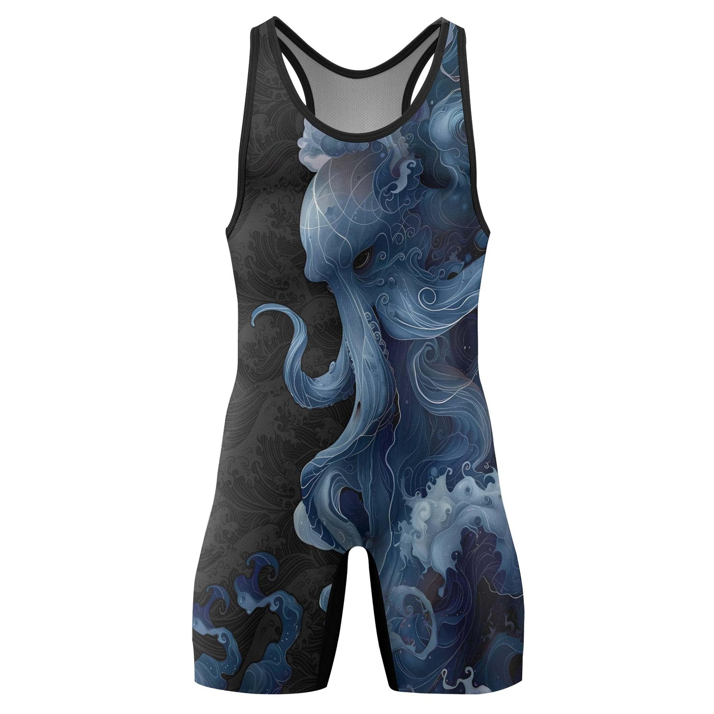 BATTLEGEND Octopus Men's Wrestling Singlet, Wrestling Outfits for Men, Cool & Breathable Freestyle Singlet (Abyss Leviathan, X-Small)