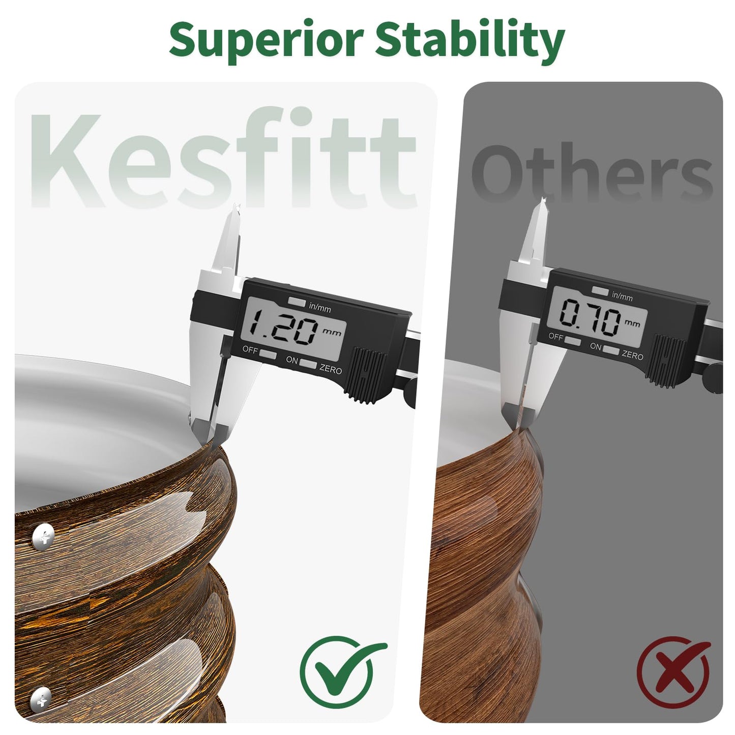 Kesfitt Round Metal Raised Garden Bed, 2x2x1.5 FT, 18-Inch Deep Galvanized Steel Garden Bed with Open Bottom for Outdoor Vegetables & Herbs, Walnut Finish, 2 Pack