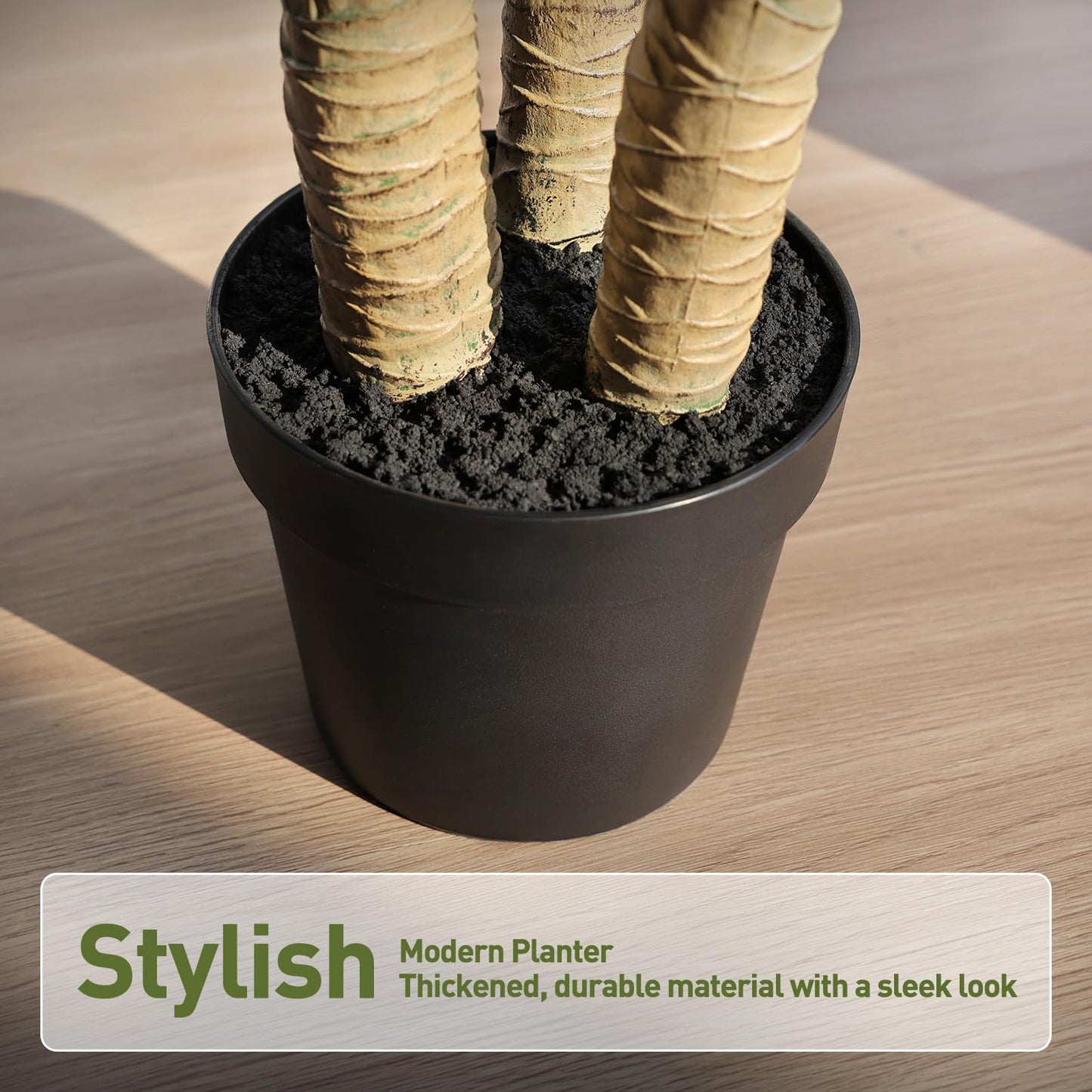 VeriNatural Artificial Dracaena Tree 5FT – Faux Yucca Floor Plant with Silk Leaves & Natural Trunk – Cement-Weighted Pot for Indoor Decor, Office, Living Room, Porch, Entryway, VN225