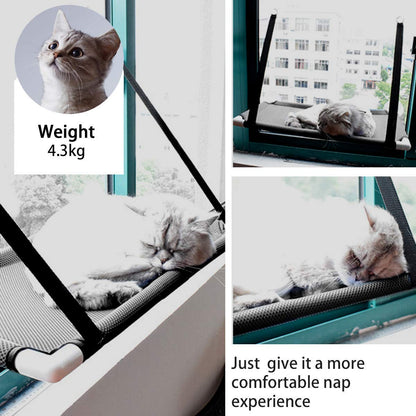 Afufu Cat Hammocks Window, Cat Window Seat, Sunny Seat Perches 4 Big Suction Cups Holds Up 10kg, Space Saving and Safety Mounted Bed (Black)