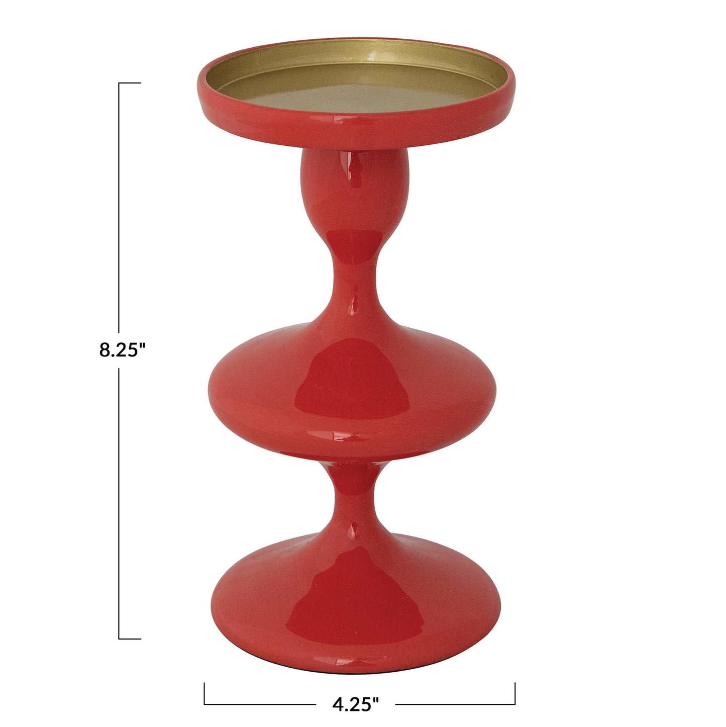 Creative Co-Op Enameled Aluminum Pillar Candle Holder, Coral Color