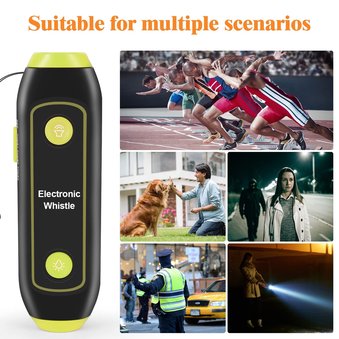 LANRU Electronic Whistle Handheld Electric Whistle with Lanyard Light Flashlight for Coaches Referees P.E. Teacher