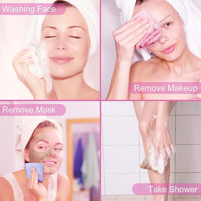 Syhood 12 Pieces Face Wash Cloth 12 x 12 in Makeup Remover Cloths Towel Coral