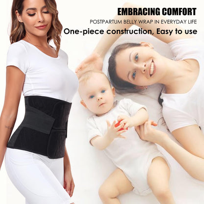 MAMODY Postpartum Belly Band – Postpartum Belly Wrap, Abdominal Binder Post Surgery C-section Recovery Support Belt After Birth Brace, Slimming Girdles (Midnight Black, S/M)