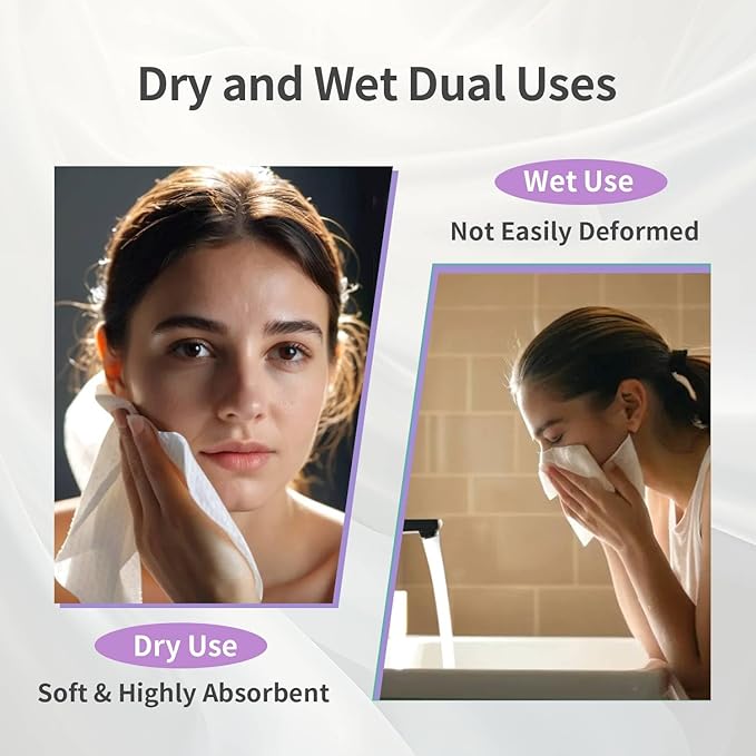Disposable Face Towels, Biodegradable Soft & Skin Friendly Face Towelettes
