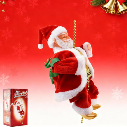 Climbing Santa On Rope,Santa Claus Musical Climbing Rope,Santa Climbing Rope, Christmas Hanging Ornament for Tree, Window, Wall, Home Décor (1Pcs)