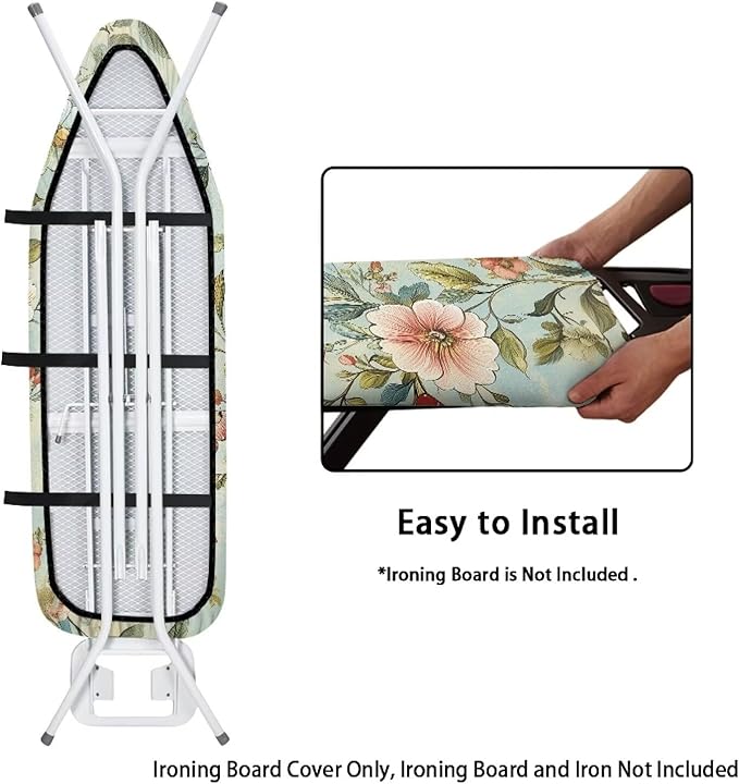 Vintage Flowers Iron Board Cover Anti-Burning Heat Insulation Ironing Board