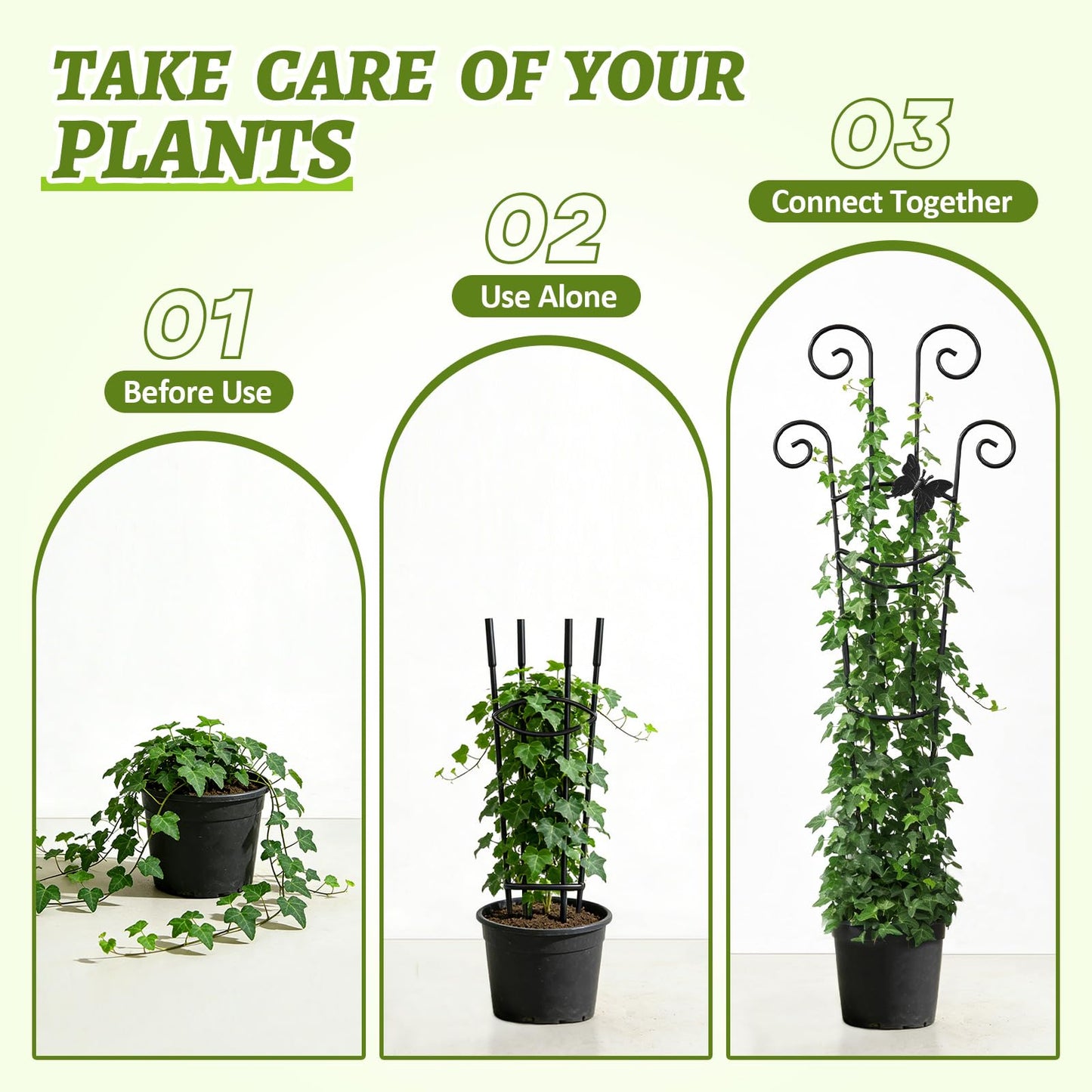 Netuaoo Plant Trellis 2 Pack Plant Trellis Indoor 29.96 in Expandable Metal Garden Trellis for Climbing Plants Sturdy Houseplant Support for Potted Plants with Ties Support for Ivy Pothos Hoya