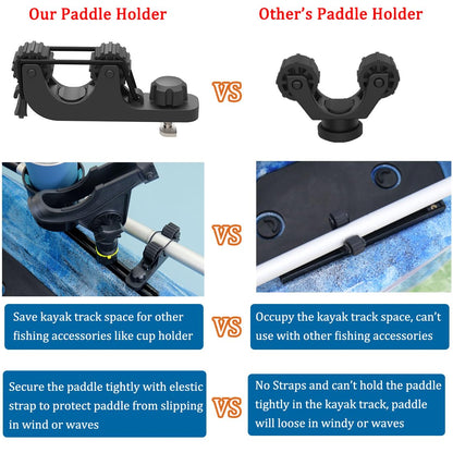 Huntury Kayak Track Paddle Holder, Save Kayak Track Space, Secure/Remove Paddles Fishing Nets and Fishing Poles, Track Mount Accessories
