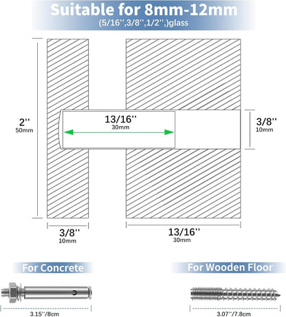 24 Pack LukLoy SS316 Solid 1.32lb Heavy Duty Glass Railing Standoff Hardware for Balcony Stair Balustrade, 2" Stair Glass Railing Standoffs Pins (Marine Grade)