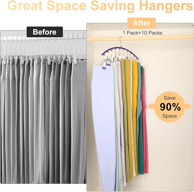 Legging Organizer for Closet, Metal Yoga Pants Hanger w/Rubber Coated 1 Pack