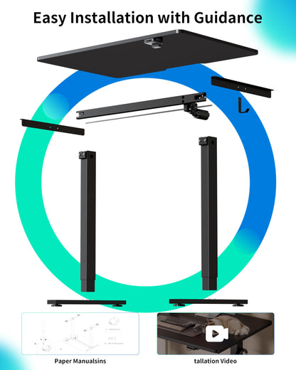 BIZUM 39.4" Small Electric Standing Desk Height Adjustable, Whole Piece Stand Up Computer Desk Work Study Writing Gaming Desks for Home Office Black