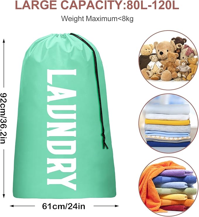 2 Pack XL Travel Laundry Bag, Machine Washable Dirty Clothes Organizer
