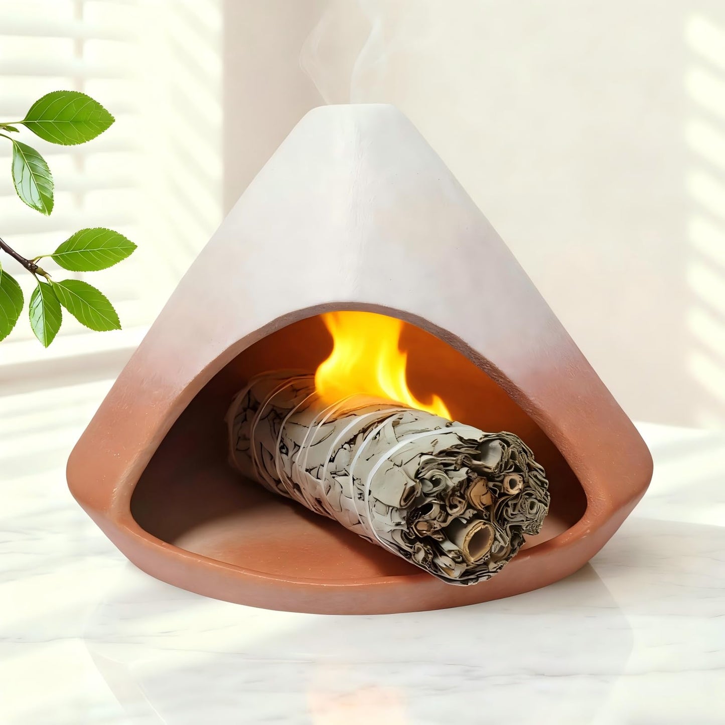 Palo Santo Holder Burner, Modern Incense Burner for Sage, Palo Santo Sticks and Cones Burning, Meditation and Energy Cleansing Aromatic Home Decor,Meditation Gifts（Matte Pink）