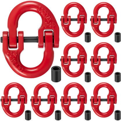 Otoolling 10 Pack 5/16” Alloy Steel Hammerlock Coupling Link Safety Chain Connector Link Red Painted Trailer Chain Adapter for Heavy Heavy Truck 4400 Lbs Working Load Limit