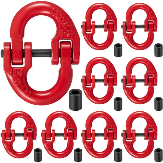 Otoolling 10 Pack 5/16” Alloy Steel Hammerlock Coupling Link Safety Chain Connector Link Red Painted Trailer Chain Adapter for Heavy Heavy Truck 4400 Lbs Working Load Limit