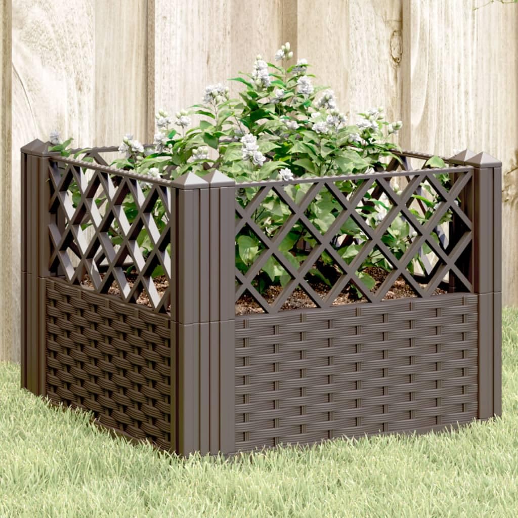 Teenpull Garden Planter Box for Plants, Raised Elevated Planter Boxes with Pegs, Large Outdoor Gardening Pots, Square Brown