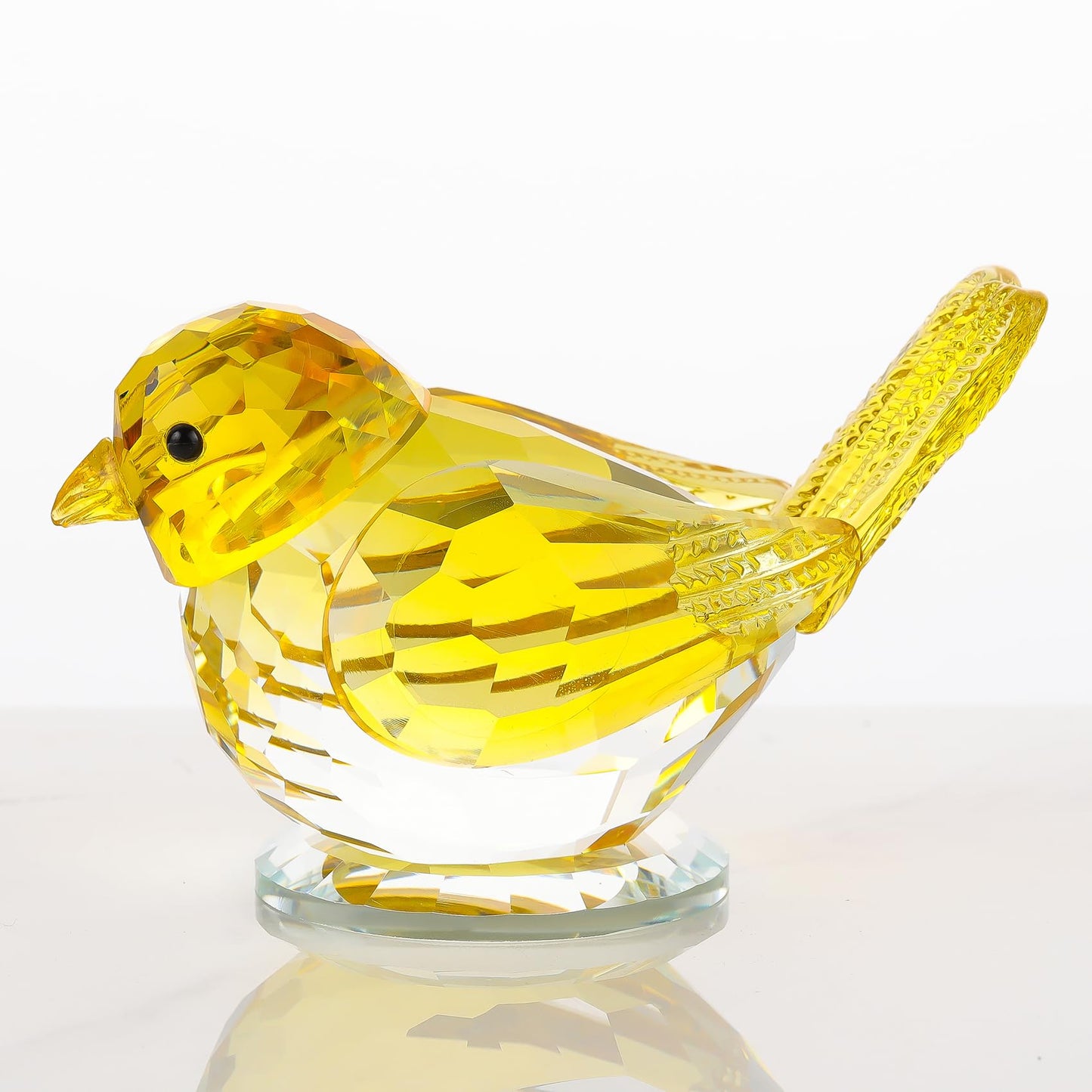 Arikyrist Crystal Handmade Yellow Bird Gifts for Bird Lovers Women Men, Art Glass Birds Collectible Figurines for Desk Table Home Decoration