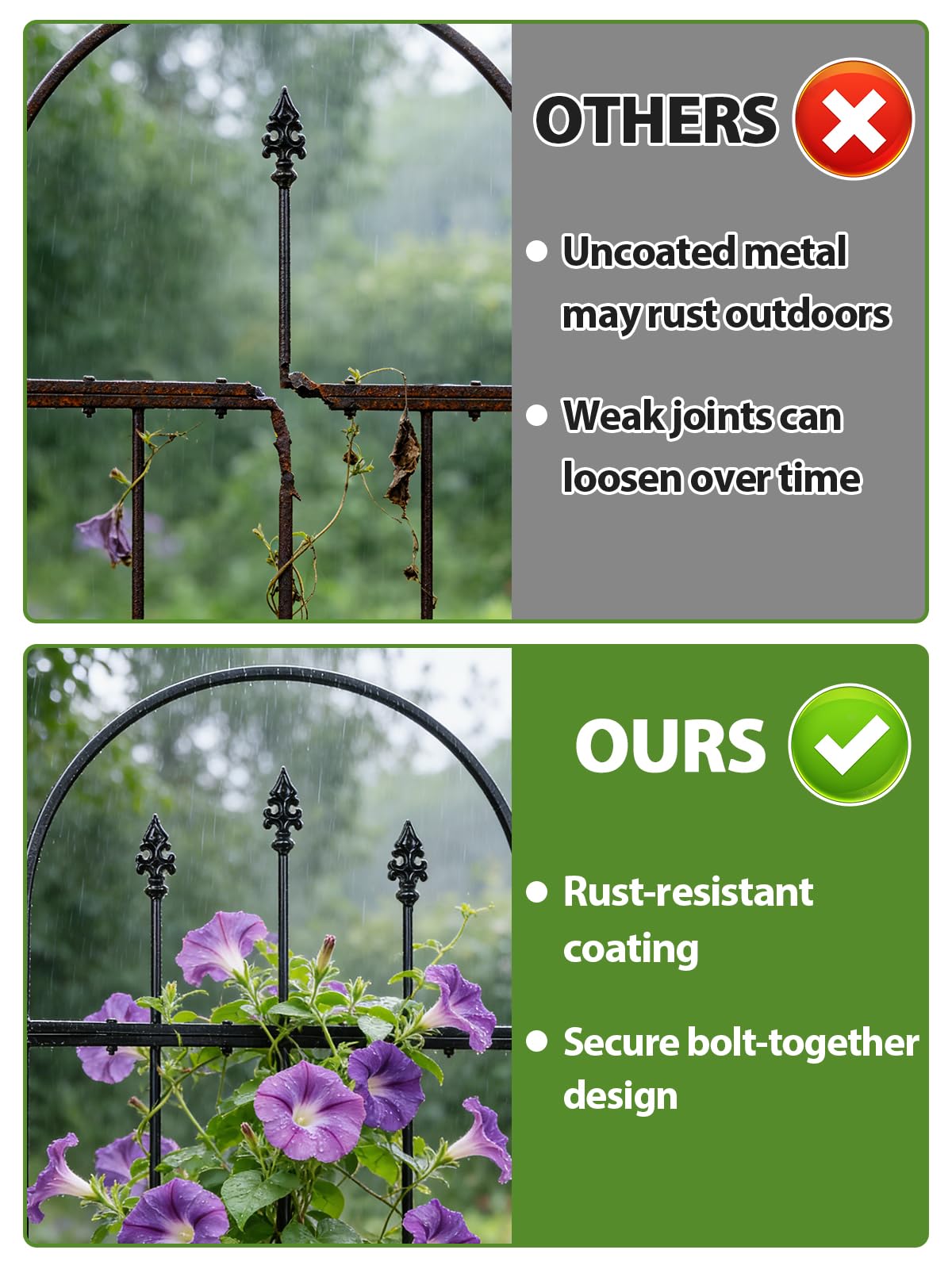 2 Pcs Garden Trellis for Climbing Plants Outdoor - 47'' H x 15.7'' W Rustproof Plant Metal Support Wire, Decorative Lattice Panels for Climbing Vine Rose Ivy Cucumbers Flowers