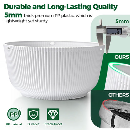 T4U Hanging Planter Self Watering 8 Inch, 2 Pack White Indoor Outdoor Hanging Plant pots, Hanging Flower Pot with Drainage Hole & Plug & Chain with 3 Hooks for Garden Home Decor