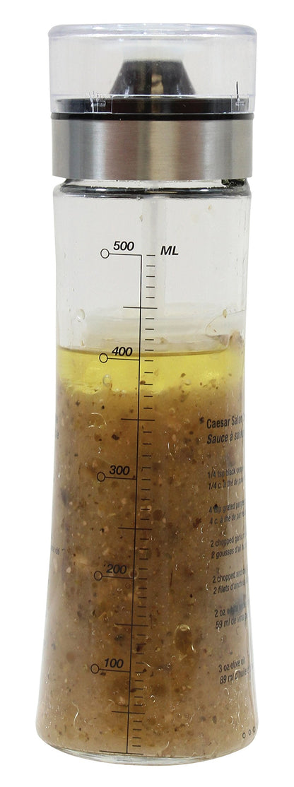 Tablecraft HDS492 Salad Dressing Shaker, Glass with Plastic and Metal Pour Spout Top, Clear