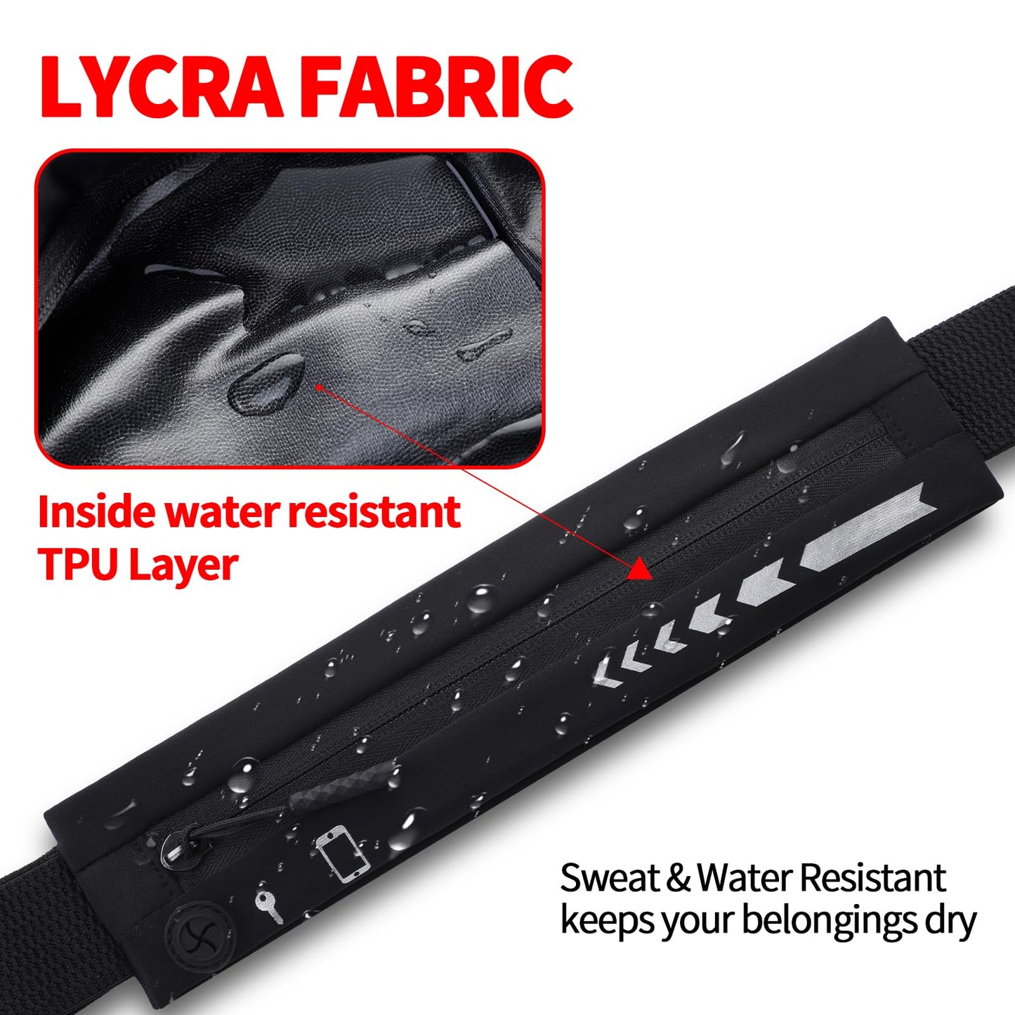 USHAKE Slim Running Belt for Women Men-Runners Phone Holder Fanny Pack, Adjustable, Bounce Free Waist Pouch bag for Workout, Money Belt, Run Gear Accessories Black